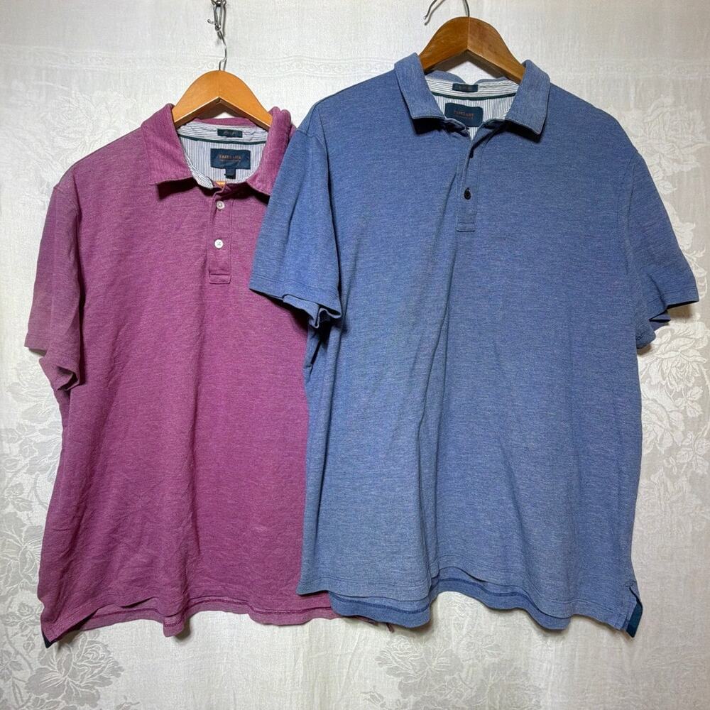 Fairlane Polo XL Blue Pink Performance Pique Regular Lot of 2 Golf Preppy